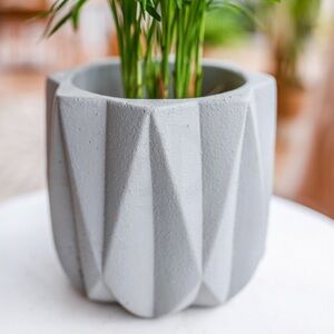 5” Heavy Concrete Grey Geometric Planter Minimalist Contemporary Plant Pot